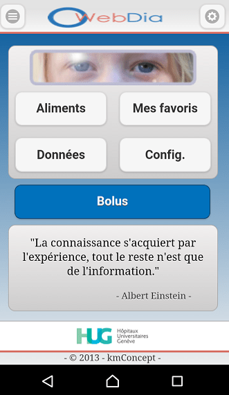 L'interface de « Webdia HUG »